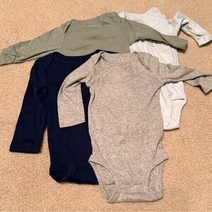 Carter's Long Sleeve Bodysuits in Gray, Navy, Green and Blue